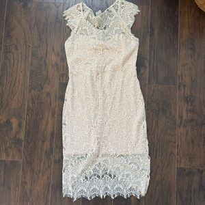 Intimately Free People Peekaboo Medium Ivory Lace Hi-Low Slip Sheath Dress